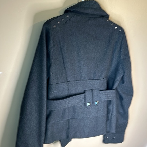 Outer Edge Black Wool Blend Peacoat Zip Closure Waist Buckle Studs. Size XL - Picture 2 of 14